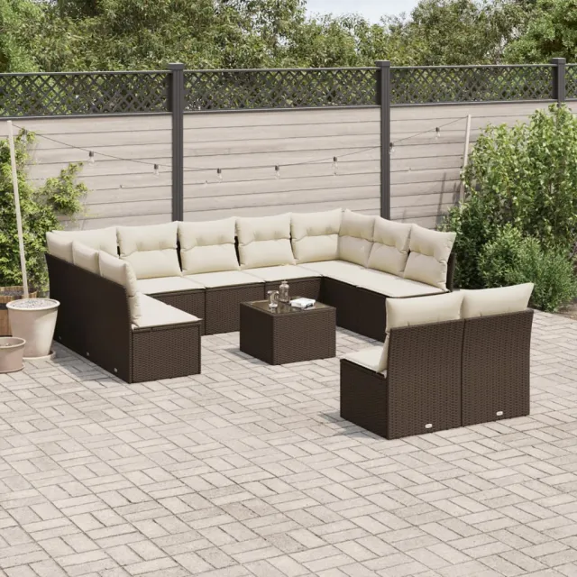 vidaXL 12-delige Loungeset met kussens poly rattan bruin, foto 2