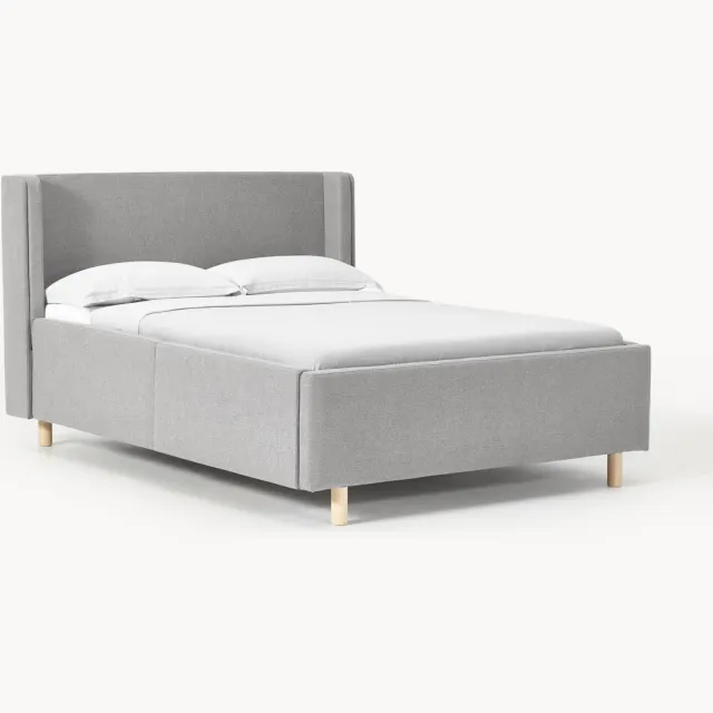 Westwing Collection Gestoffeerd bed Arche met lades Grijs