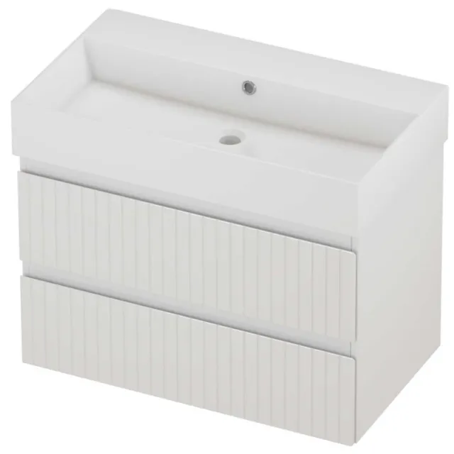 Proline Zara Badmeubelset Porselein Loft Zonder Kraangat Gefreesd 80x46x65 cm Glans Wit Glans Wit