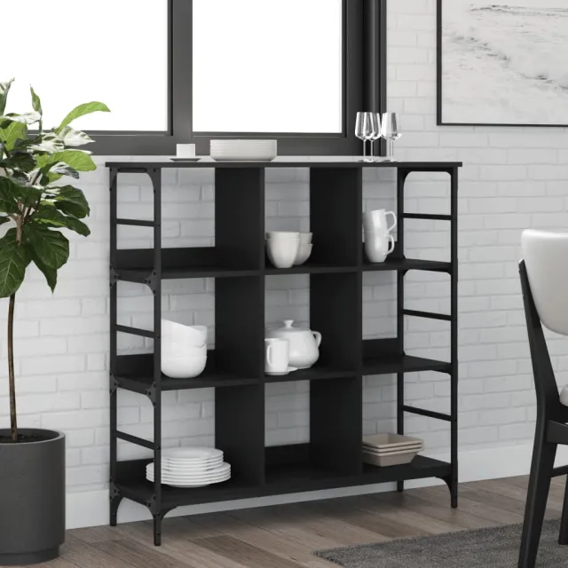 vidaXL Dressoir 102x32x103,5 cm bewerkt hout zwart, foto 2