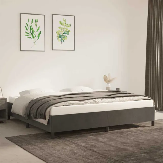 vidaXL Bedframe zonder matras 200x200 cm fluweel donkergrijs