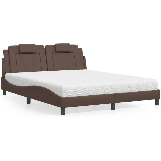 vidaXL Bed "Viana" met matras kunstleer bruin 160x200 cm