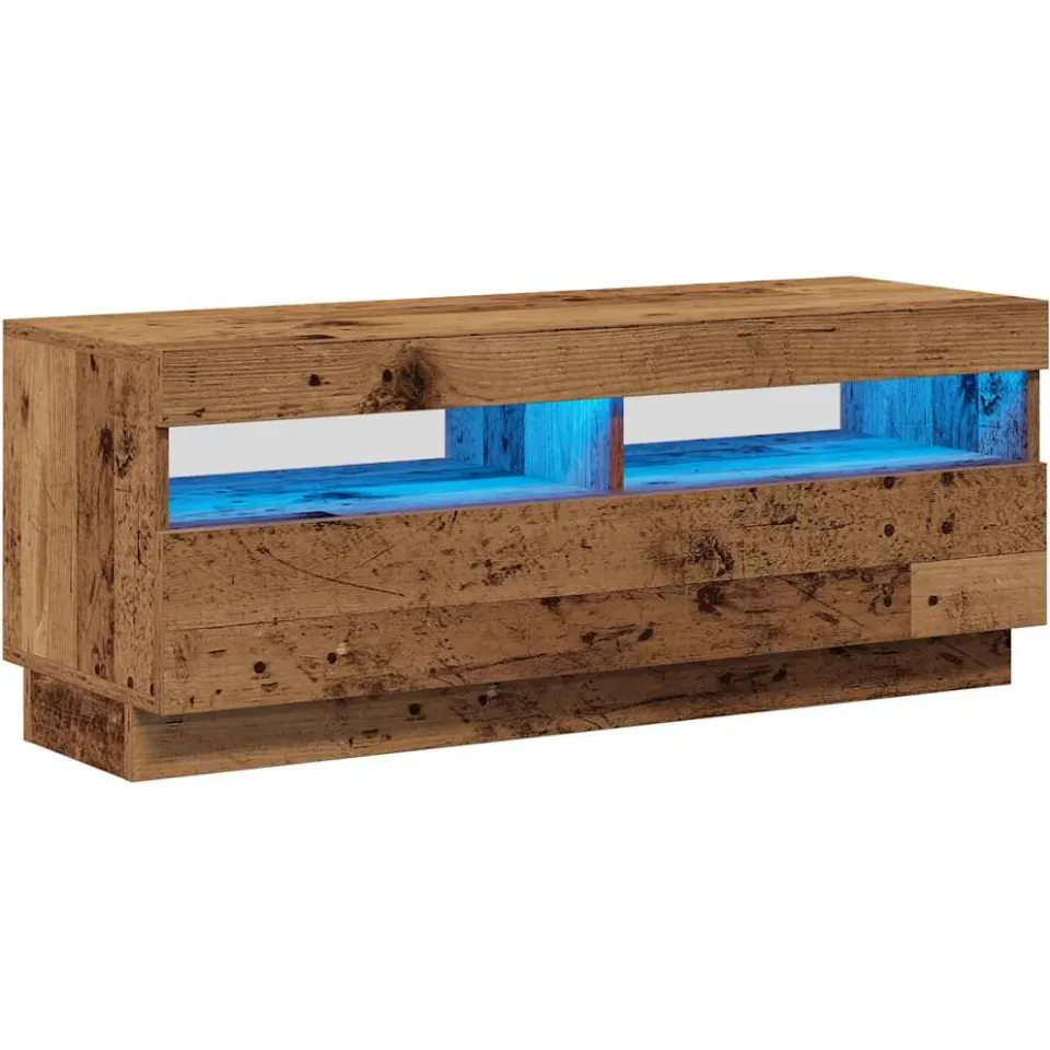 vidaXL Tv-meubel met LED 100x35x40 cm bewerkt hout oud hout Bruin