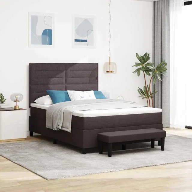 vidaXL Boxspringbed met kussen Donkerbruin 140 x 190 cm Stof