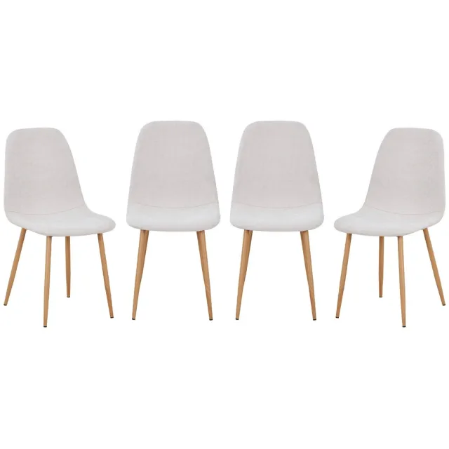 sweeek Set van 4 stoelen houtdecor en stof - vera beige