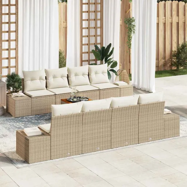 vidaXL Tuinbankenset 9 st Beige poly rattan, foto 2