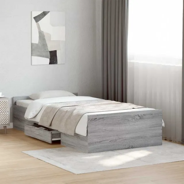 vidaXL Bedframe met lades bewerkt hout grijs sonoma eiken 75x190 cm