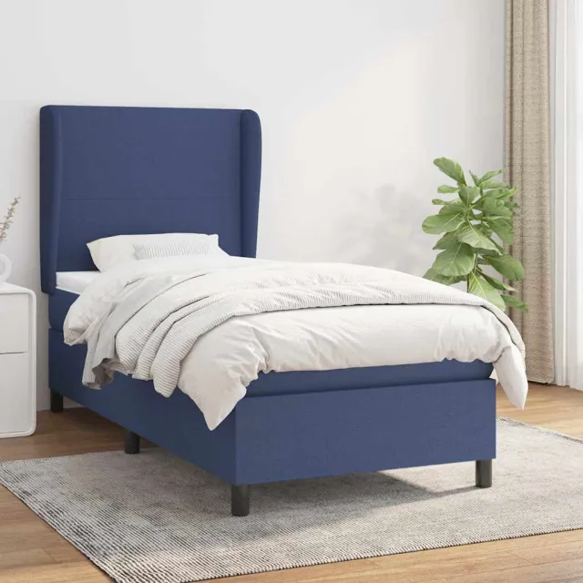 vidaXL Boxspring met matras stof blauw 100x200 cm