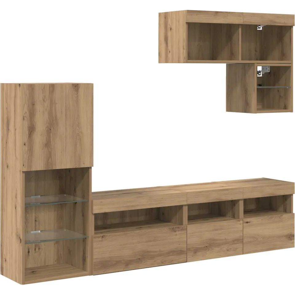 vidaXL TV Wandmeubels 6 st Artisan Eiken Bewerkt hout, foto 3
