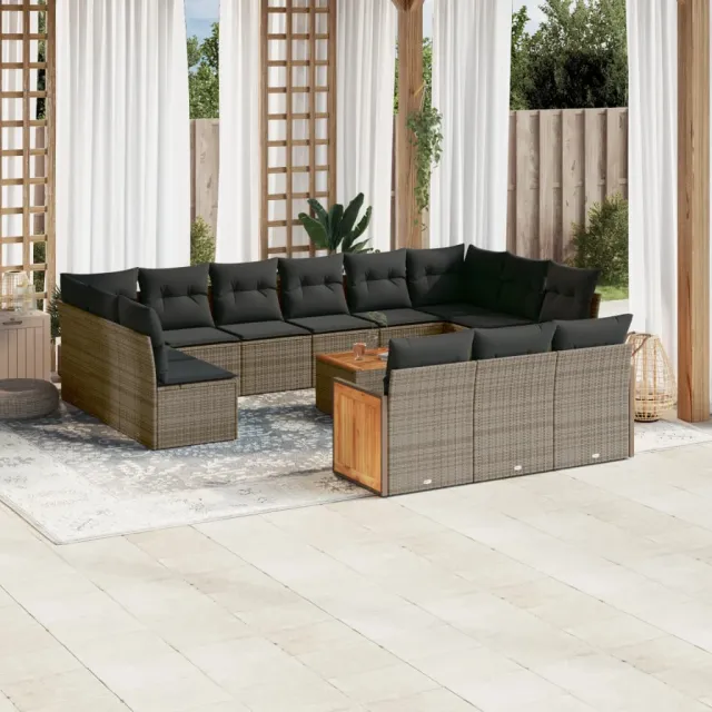 vidaXL 16-delige tuinbankset met kussens, grijs polyrotan, foto 2