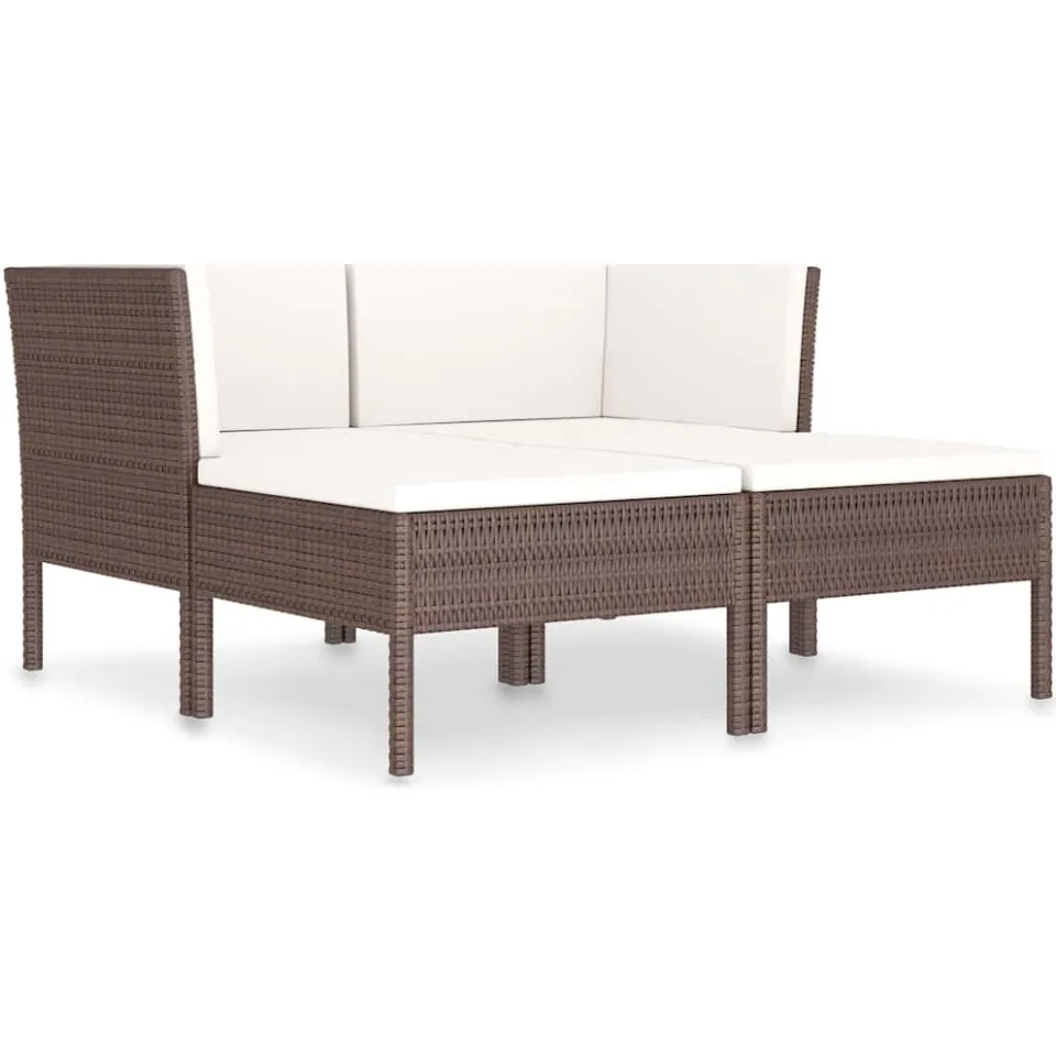 vidaXL 4-delige Loungeset met kussens poly rattan bruin, foto 4