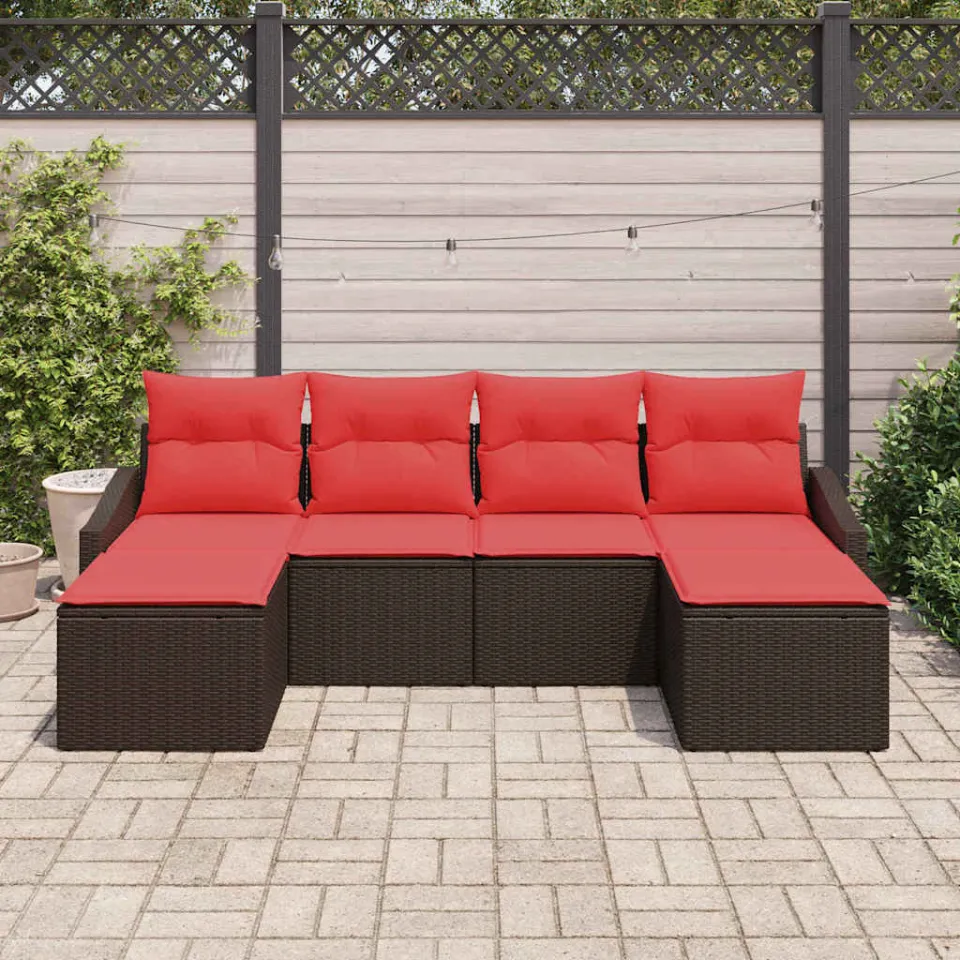 vidaXL Bankstel 6 st Bruin poly rattan, foto 3