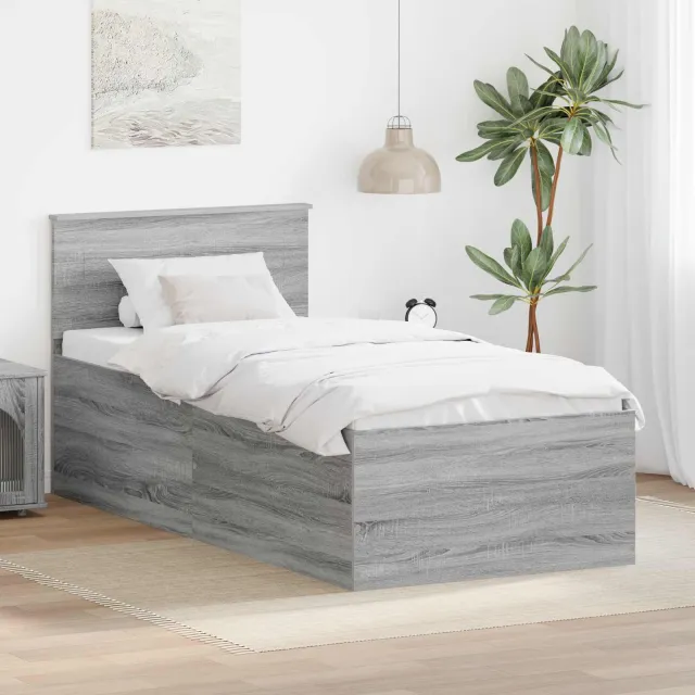 vidaXL Bedframe Grijs Sonoma 75 x 190 cm Bewerkt hout