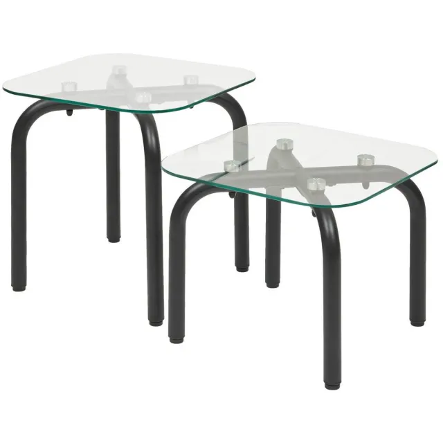 Atmosphera Créateur d'intérieur® Set van 2 in elkaar schuifbare salontafels van gehard glas HECATE Argent