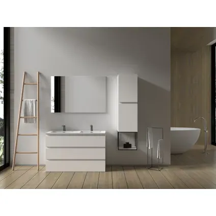 AquaVive - Praxis Eigen Merk Aquazuro Wastafelonderkast Napoli 120cm - Hoogglans Wit Glanzend - Met 3 Lades
