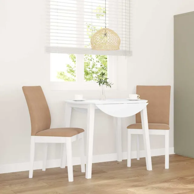 vidaXL Eetkamerstoelen met kussens 2 st massief hout rubber wit
