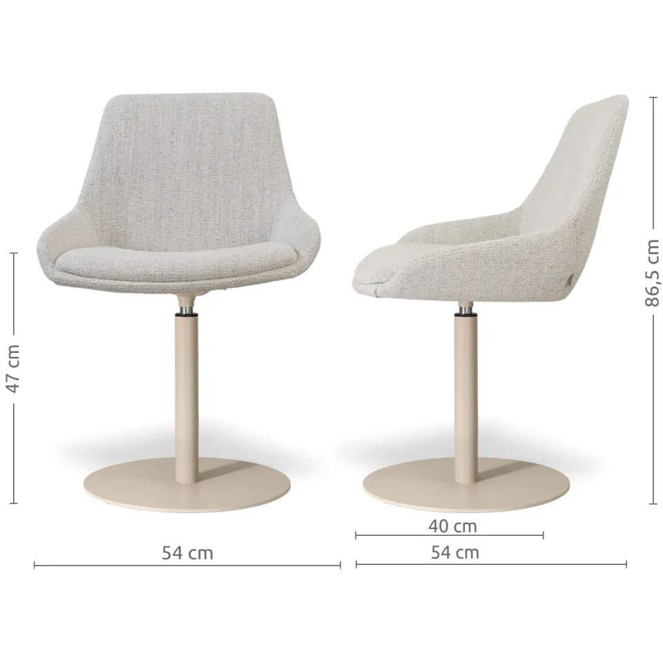 Nolon Niva-Isa draaibare tulp eetkamerstoel beige gemêleerd - beige onderstel, foto 3