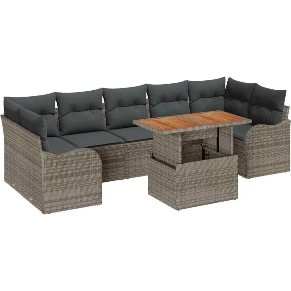 vidaXL Tuin Sofa Set 8 st Grijs Poly riet