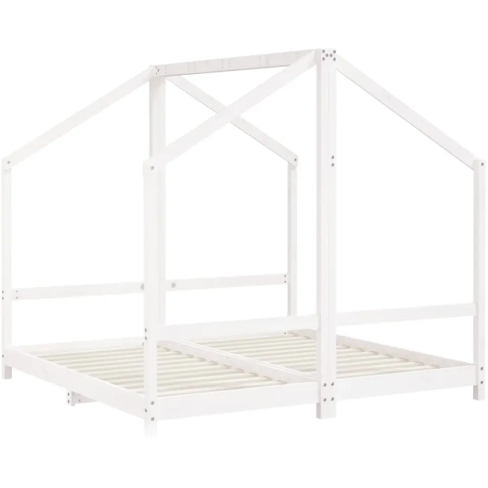 vidaXL Kinderbedframe 2x(80x160) cm massief grenenhout wit