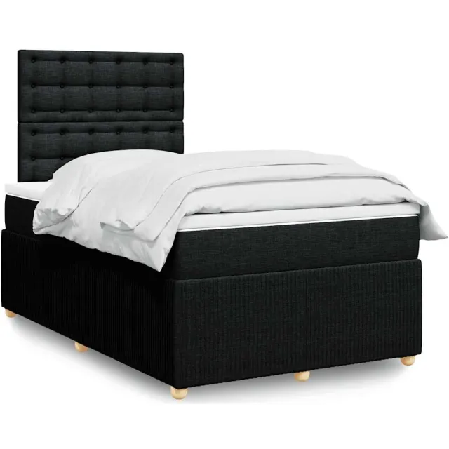 vidaXL Boxspring met matras stof zwart 120x190 cm