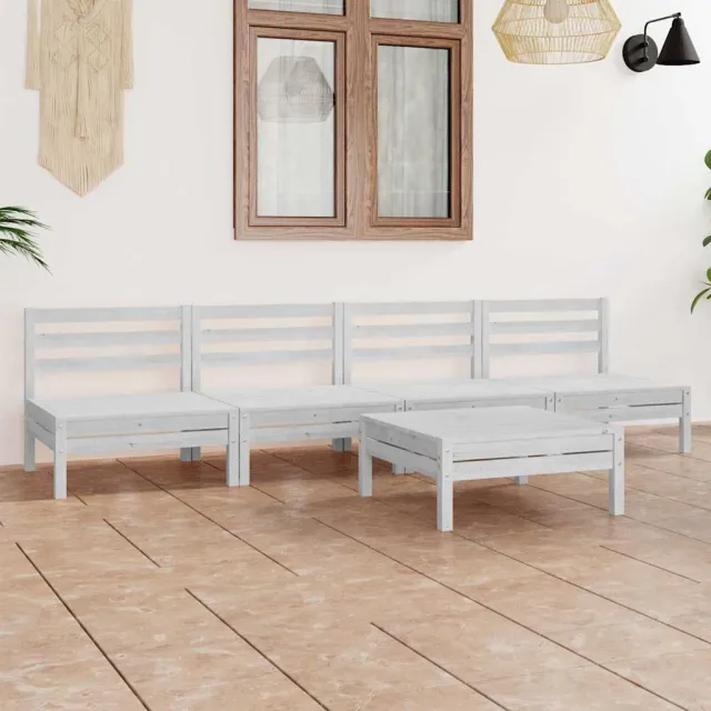 vidaXL 5-delige Loungeset massief grenenhout wit, foto 2