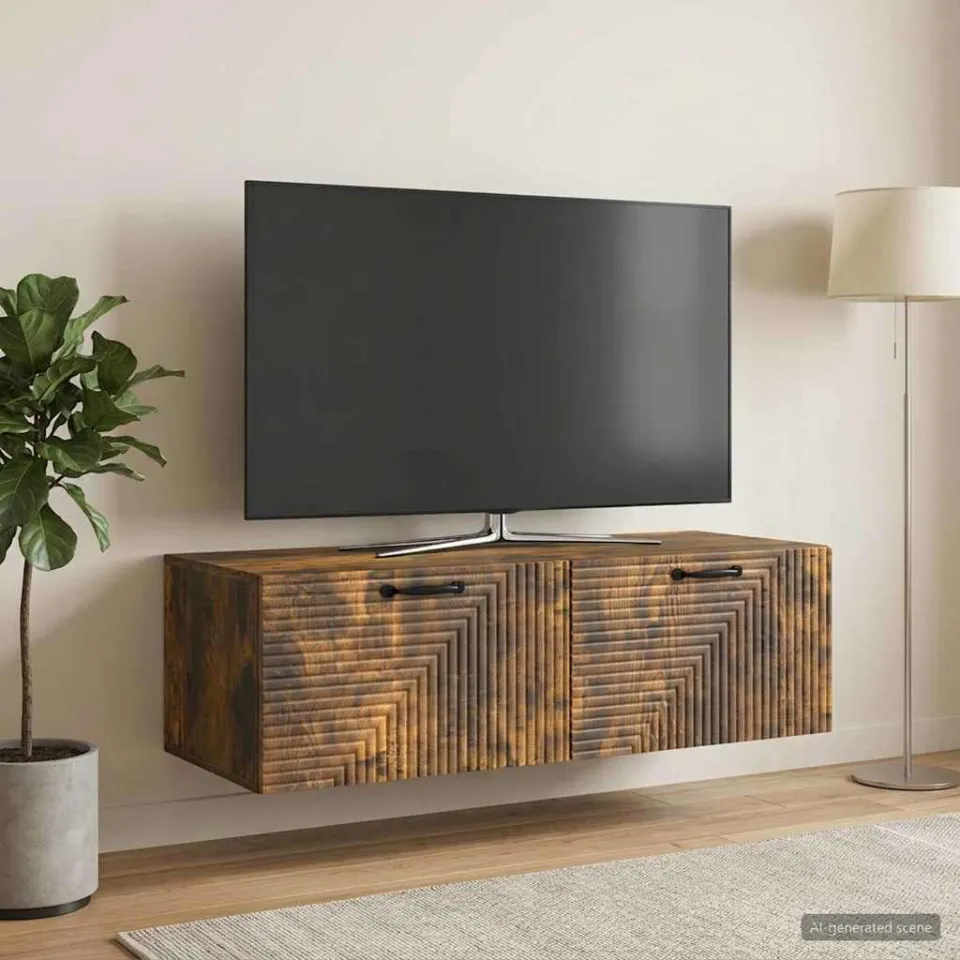 vidaXL Wandbeugel TV-kast Gerookt eiken 98 x 41 x 30 cm Bewerkt hout, foto 4