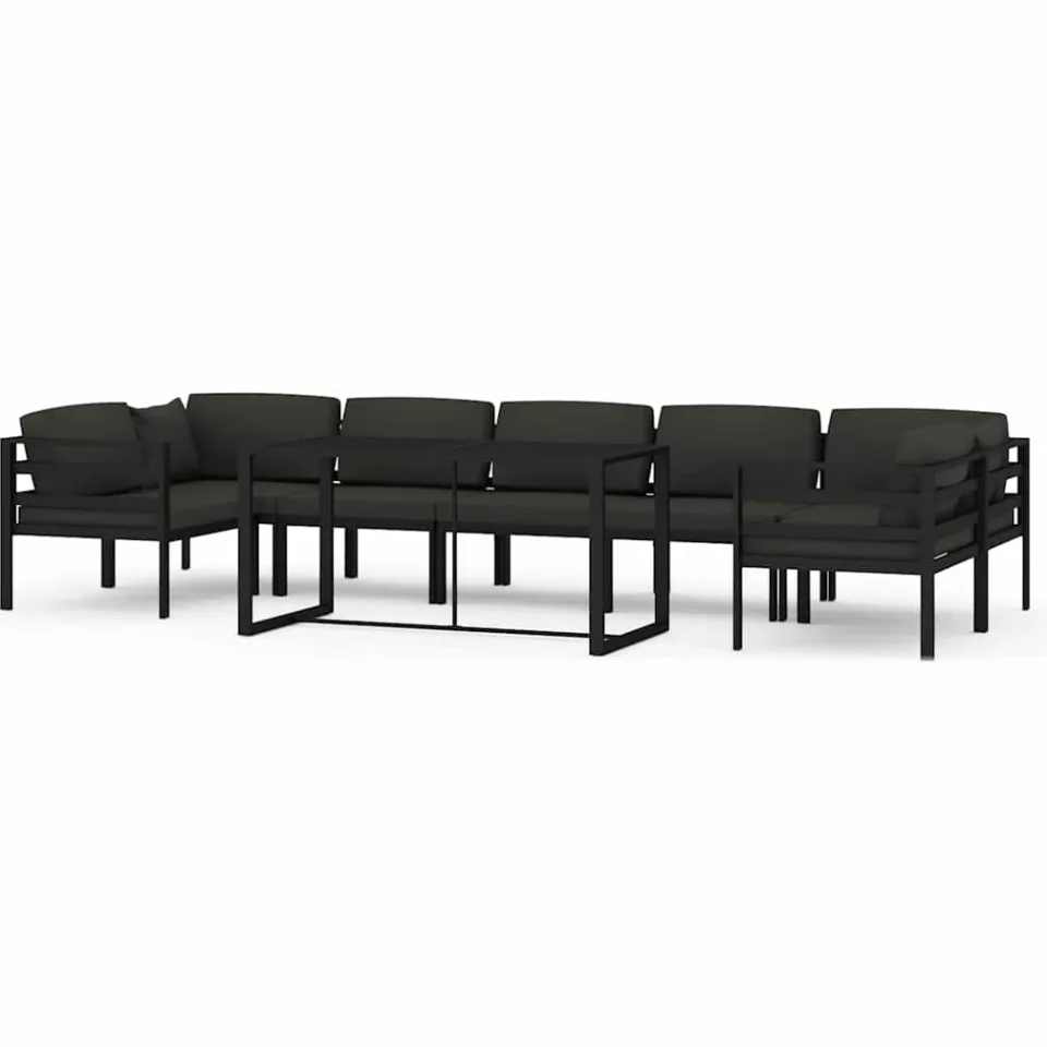 vidaXL 8-delige Loungeset met kussens aluminium antracietkleurig Anthraciet