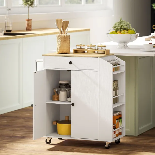 CHICFURN Keukenwagen - Mobiele opbergruimte - Lade en kast - Wit