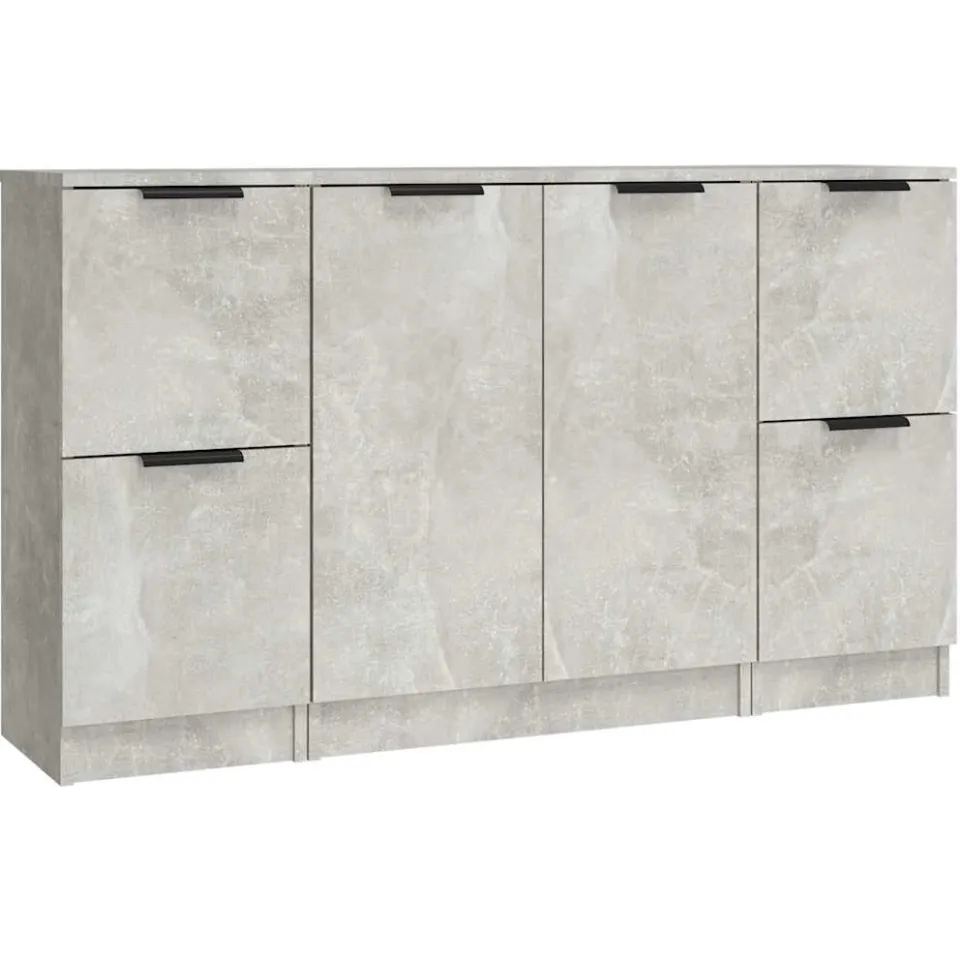 vidaXL Dressoirs 3 st bewerkt hout betongrijs