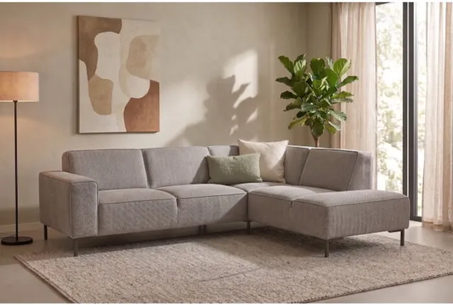 Meubelplaats Hoekbank Riva Beige - Glow 4 – Ottomane Rechts – 262x195 cm