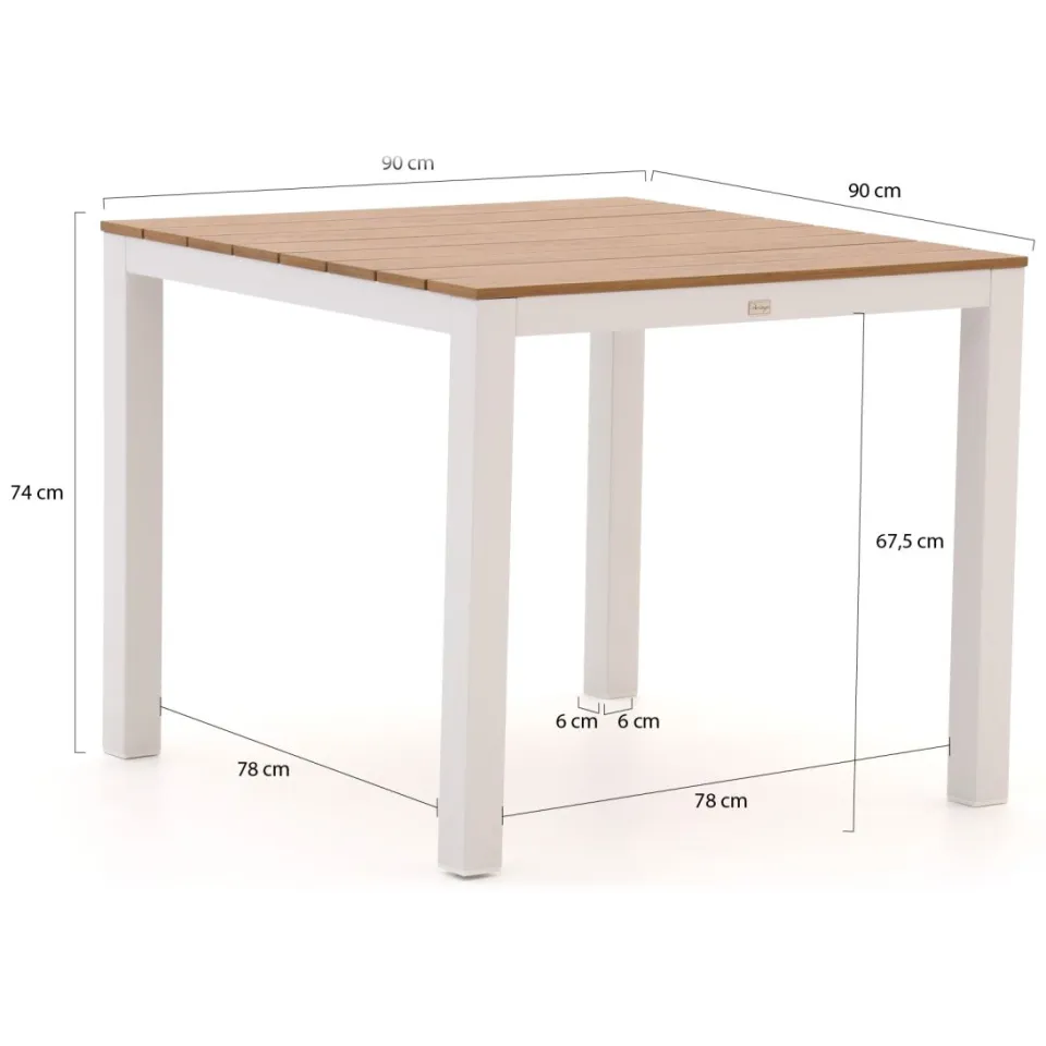 Forza Furniture Forza Altea/Fidenza 90cm dining tuinset 3-delig stapelbaar wit, foto 3