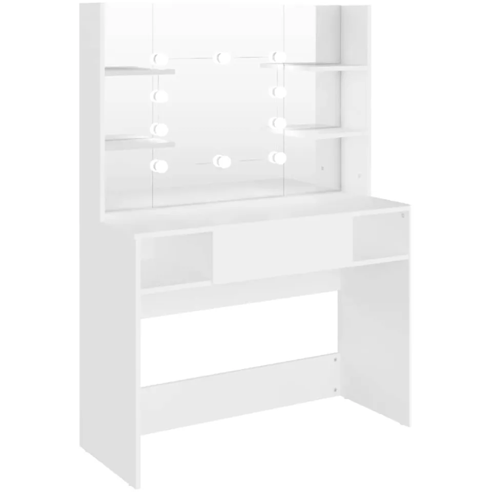 vidaXL Kaptafel met LED-verlichting 100x40x135 cm MDF wit, foto 3