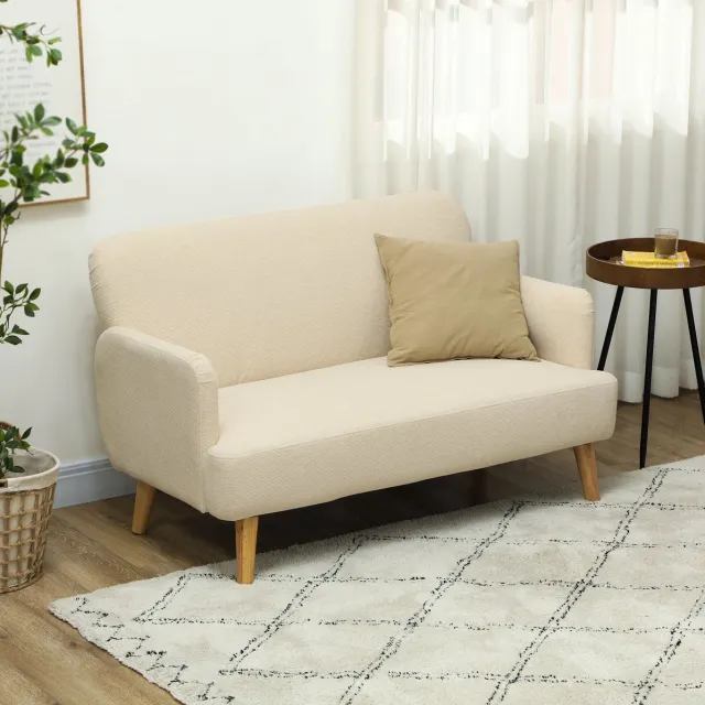 COVREO Bank 130 x 74 x 79 cm, cremewit, velvet, met armleuningen Crèmewit
