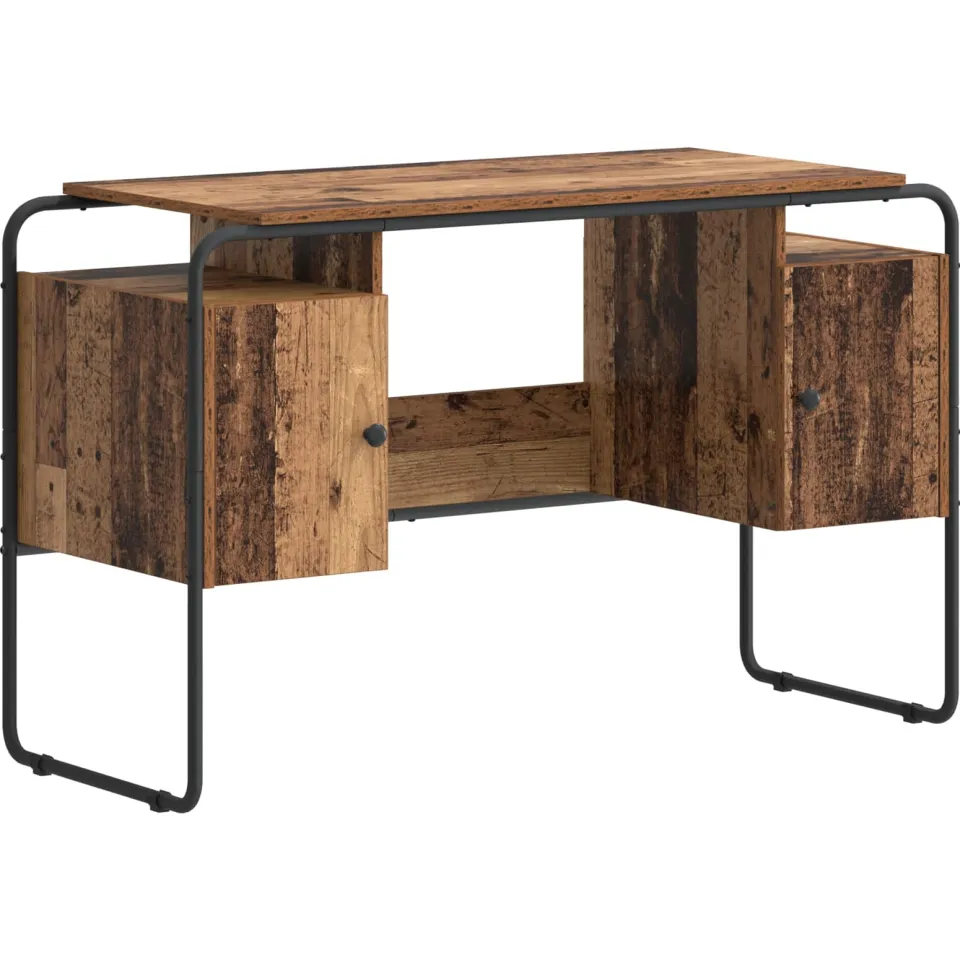 vidaXL Bureau met opbergruimte Oud hout 120 x 50.5 x 75.5 cm bruin, foto 3