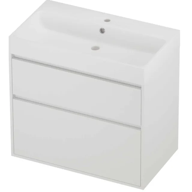 Proline Podium Badmeubelset Polystone Loft 1 Kraangat Greeploos 80x46x75 cm Mat Wit Mat White