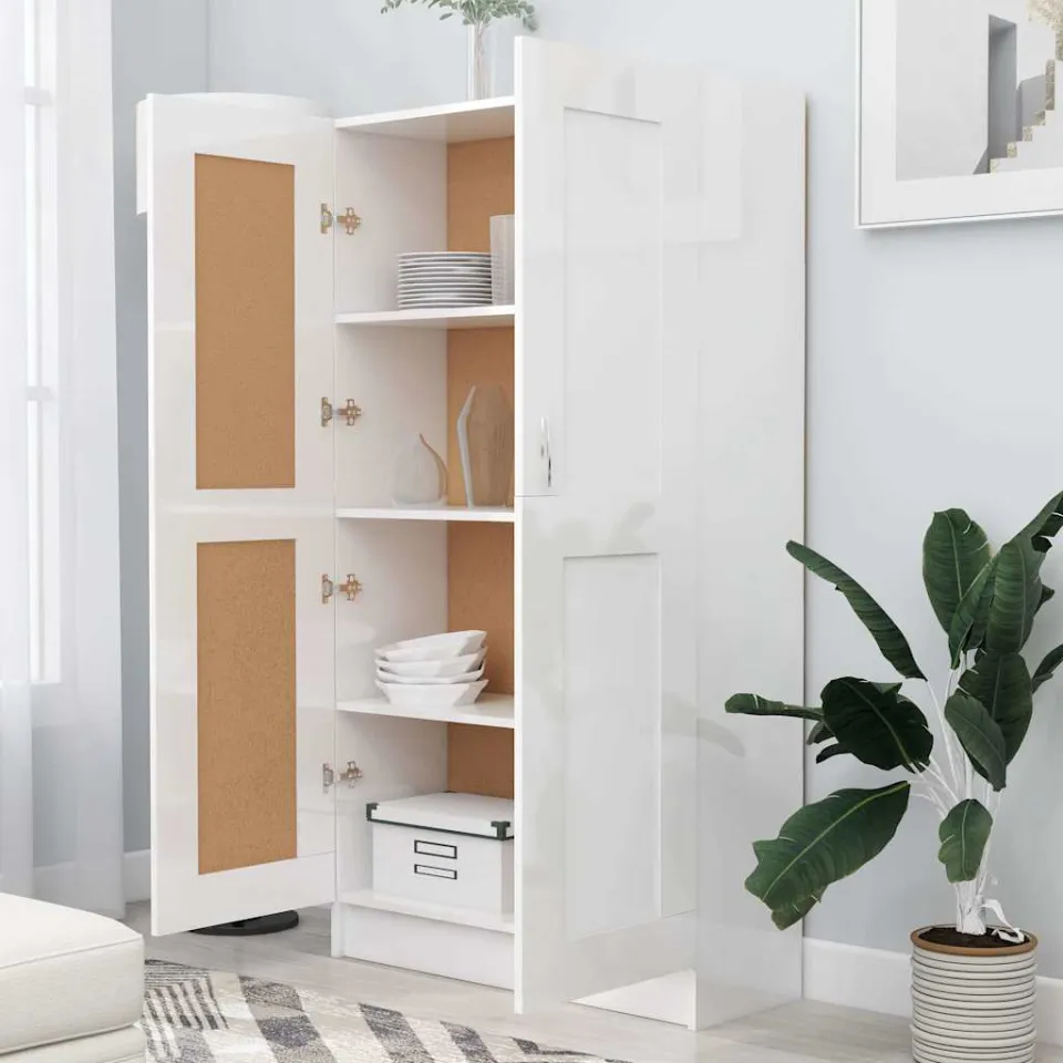 vidaXL Boekenkast 82,5x30,5x150 cm bewerkt hout hoogglans wit, foto 4