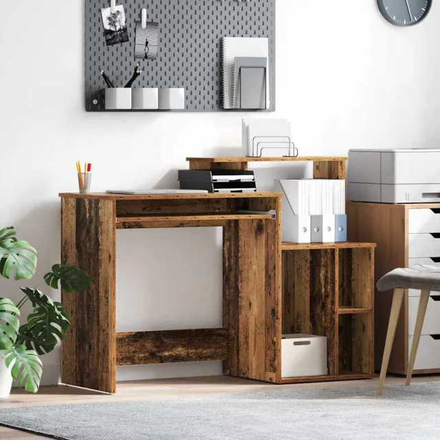vidaXL Bureau Oud Hout 120,5 x 44 x 88,5 cm Bewerkt hout bruin, foto 2