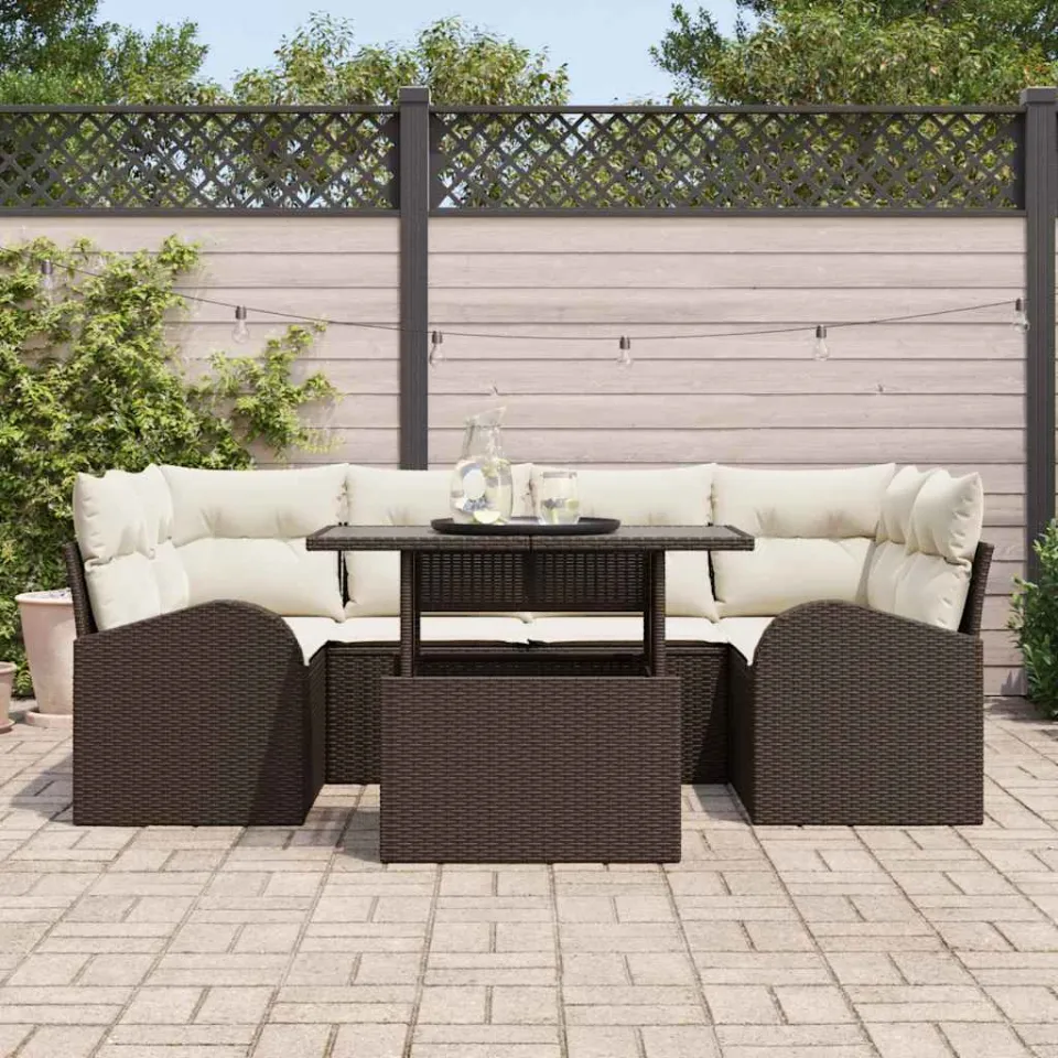 vidaXL Tuin Sofa Set 7 st Bruin poly rattan, foto 3