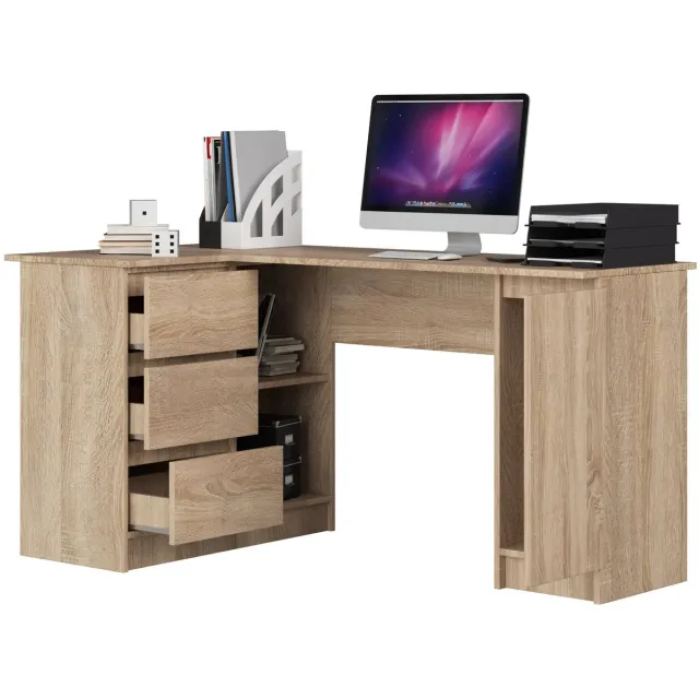 Akord Hoekbureau Links B20 / Computerbureau / Computer Tafel / Bureautafel Links / Sonoma Eik / 155 x 77 x 85 cm