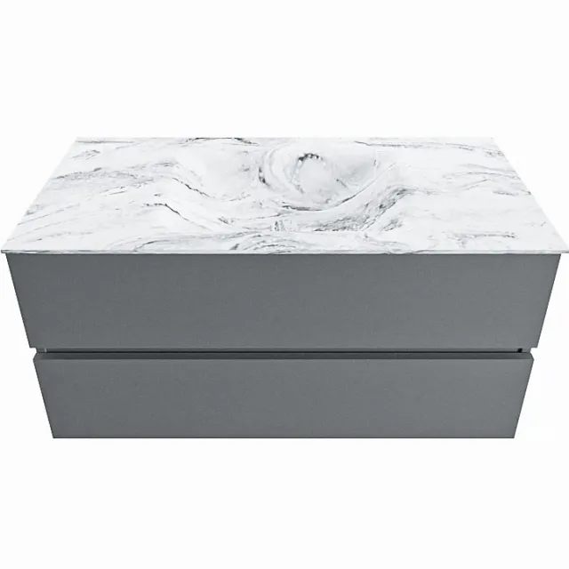 Mondiaz VICA-DLUX 100cm badmeubel onderkast Plata 2 lades. Inbouw wastafel CLOUD midden 1 kraangat, kleur Glace.