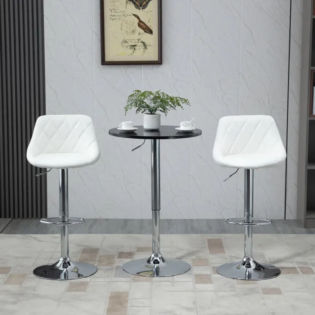 REDOM Ronde Bartafel - In Hoogte Verstelbaar En Draaibaar - Modern - MDF En Metaal - Zwart - Ø61 X 70-90 Cm Wit