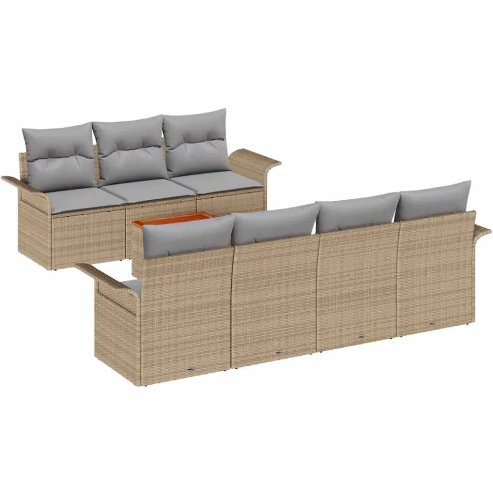 vidaXL Tuinbankenset 8 st Beige poly rattan
