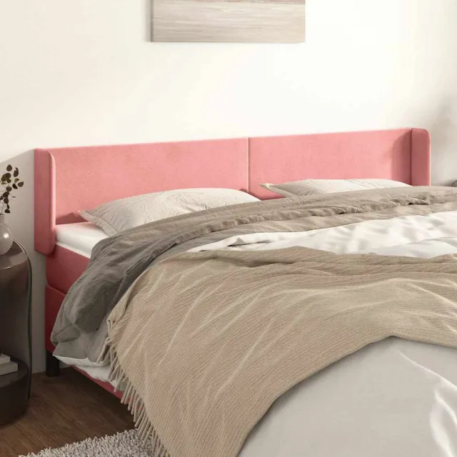 vidaXL Hoofdbord met randen 163x16x78/88 cm fluweel roze