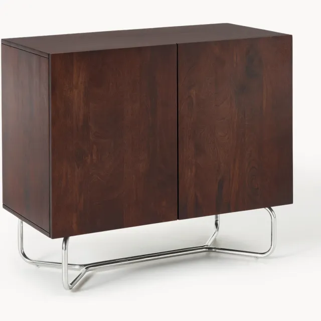 Westwing Collection Kleine dressoir Soren van mangohout Zilverkleurig