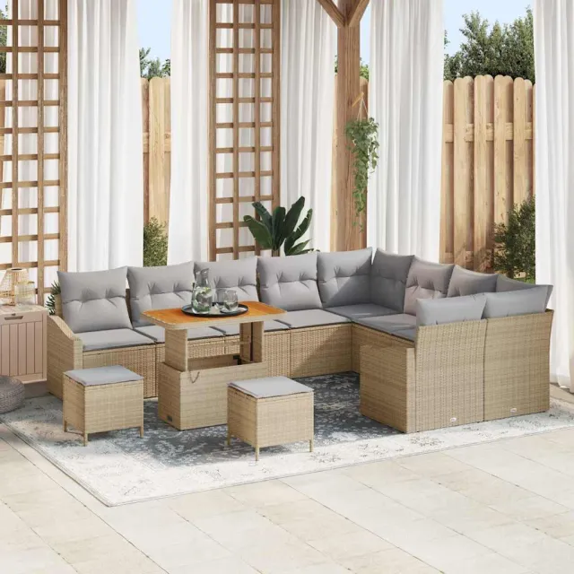 vidaXL Tuinbankenset 12 st Beige poly rattan, foto 2