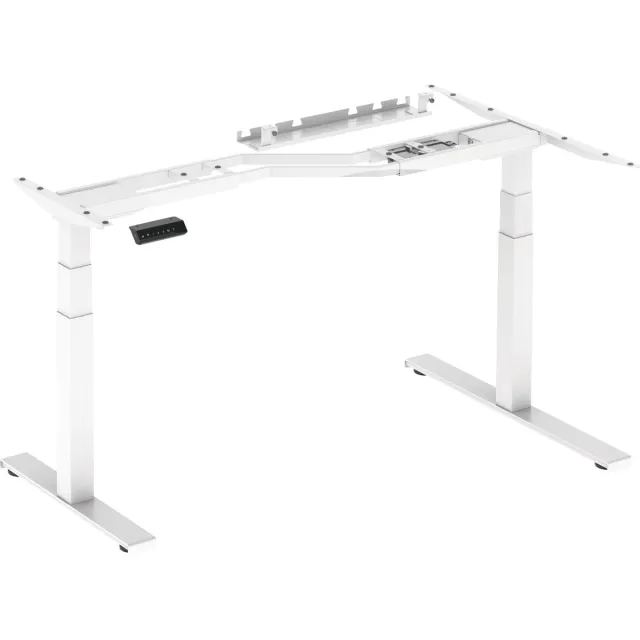Worktrainer Lumi Zit Sta Hoek Bureau - Hoogte 62-128 cm - Breedte 125-165 cm - Elektrisch Frame – In Hoogte Verstelbaar Onderstel - Wit - Met Geheugenfunctie