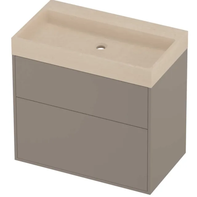 Proline Evoli Badmeubelset Hardsteen Loft 2 Laden 80x46x75 cm Sand Stone Clay Beige