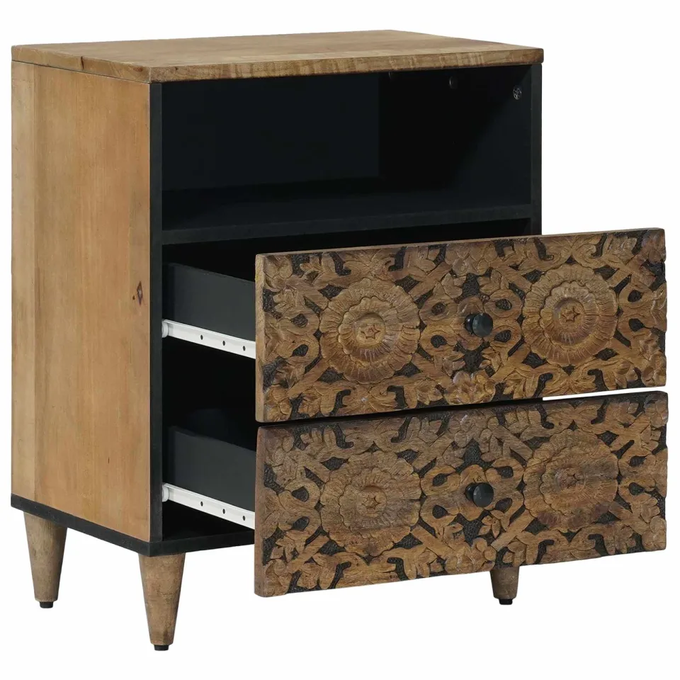 vidaXL Bed kast Bruin 50 x 33 x 60 cm Massief Mango Hout, foto 2