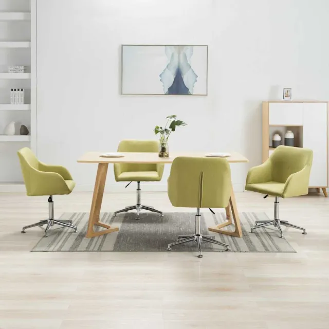 vidaXL Eetkamerstoelen 4 st draaibaar stof groen