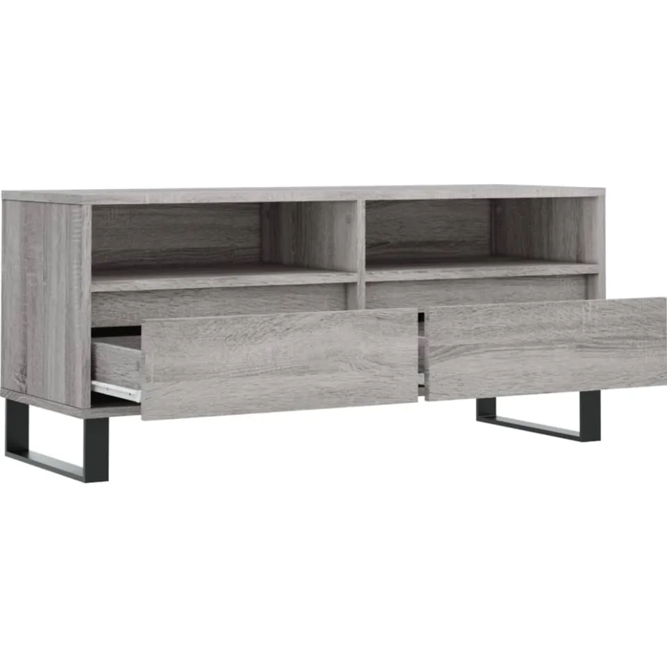 vidaXL Tv-meubel 100x34,5x44,5 cm bewerkt hout grijs sonoma eikenkleur, foto 4